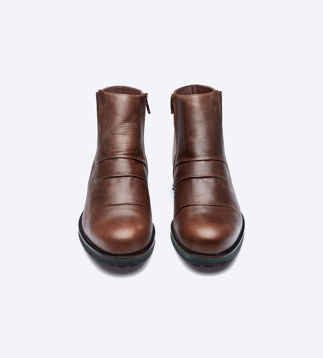 Tobacco Pleated Leather Boots