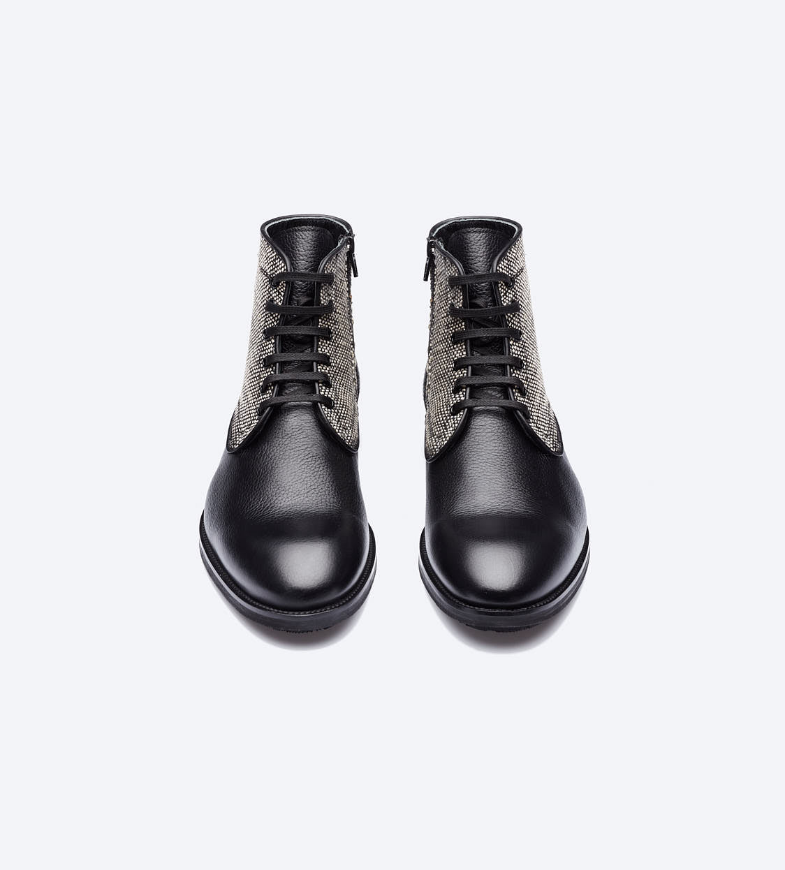 Black Leather Twill Boots