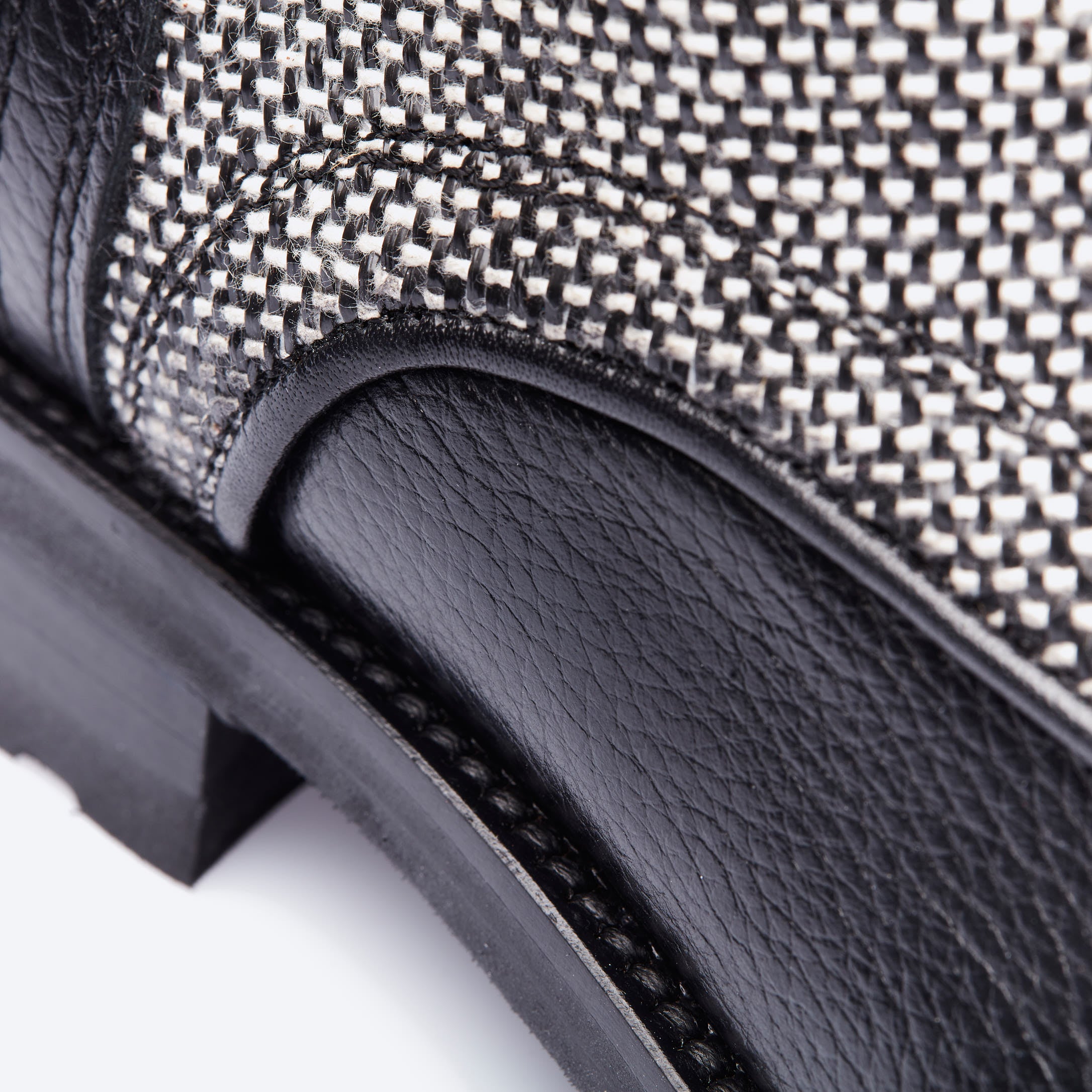 Black Leather Twill Boots