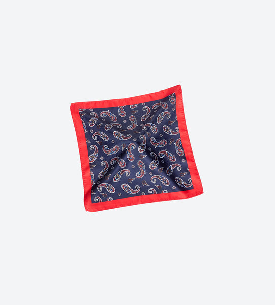 Red-Blue Paisley Pocket Square