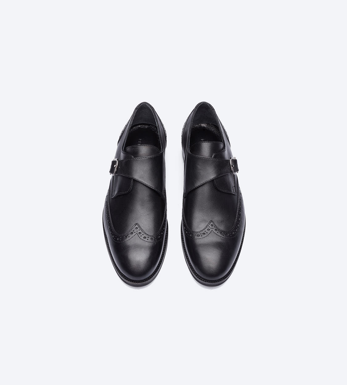 Black Monk Strap Oxford Shoes