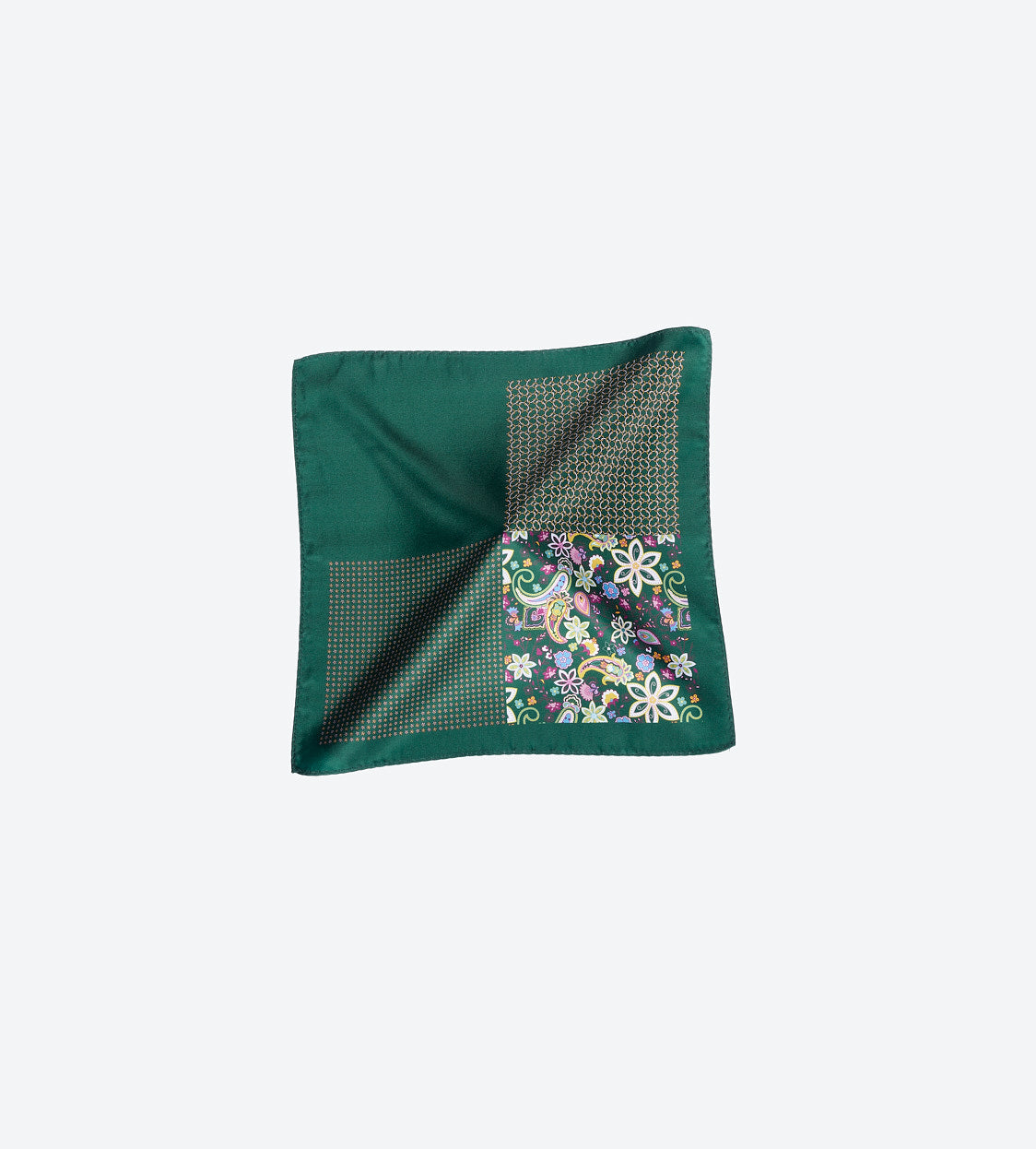Dark Green Paisley Pocket Square