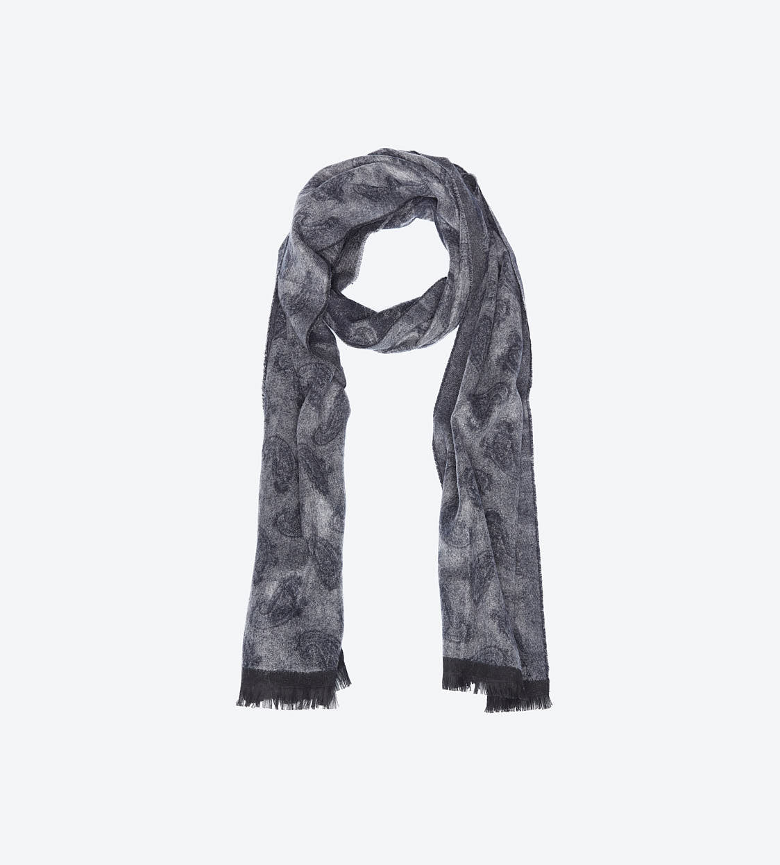 Grey Navy Paisley Scarf