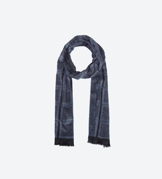 Blue Navy Windowpane Scarf