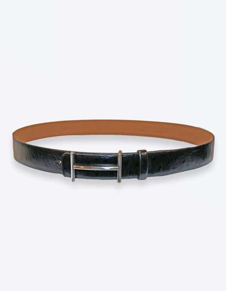 Ostrich Leather Black Belt