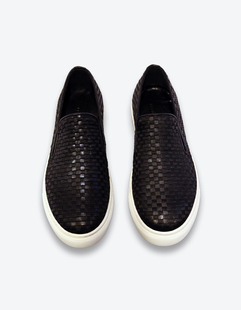 Black Leather Slip On Shoes