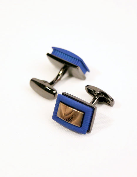 Blue Brown Rectangle Cufflink