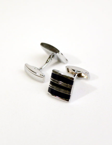 Black Striped Square Cufflink