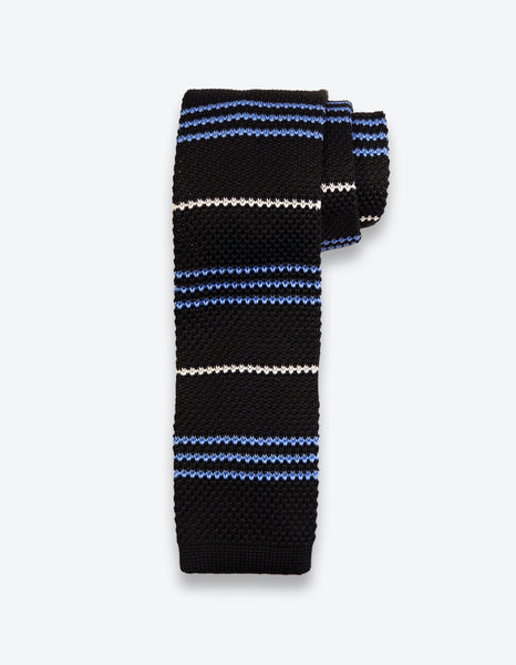 Black Knit Striped Tie