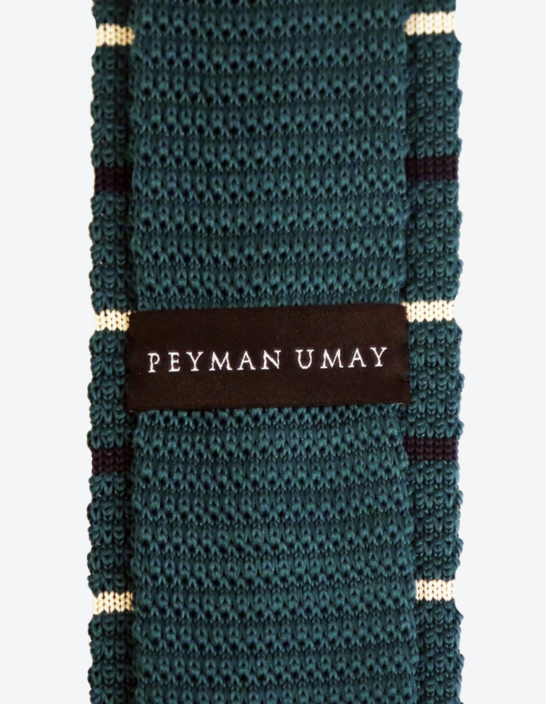 Green Knit Striped Tie