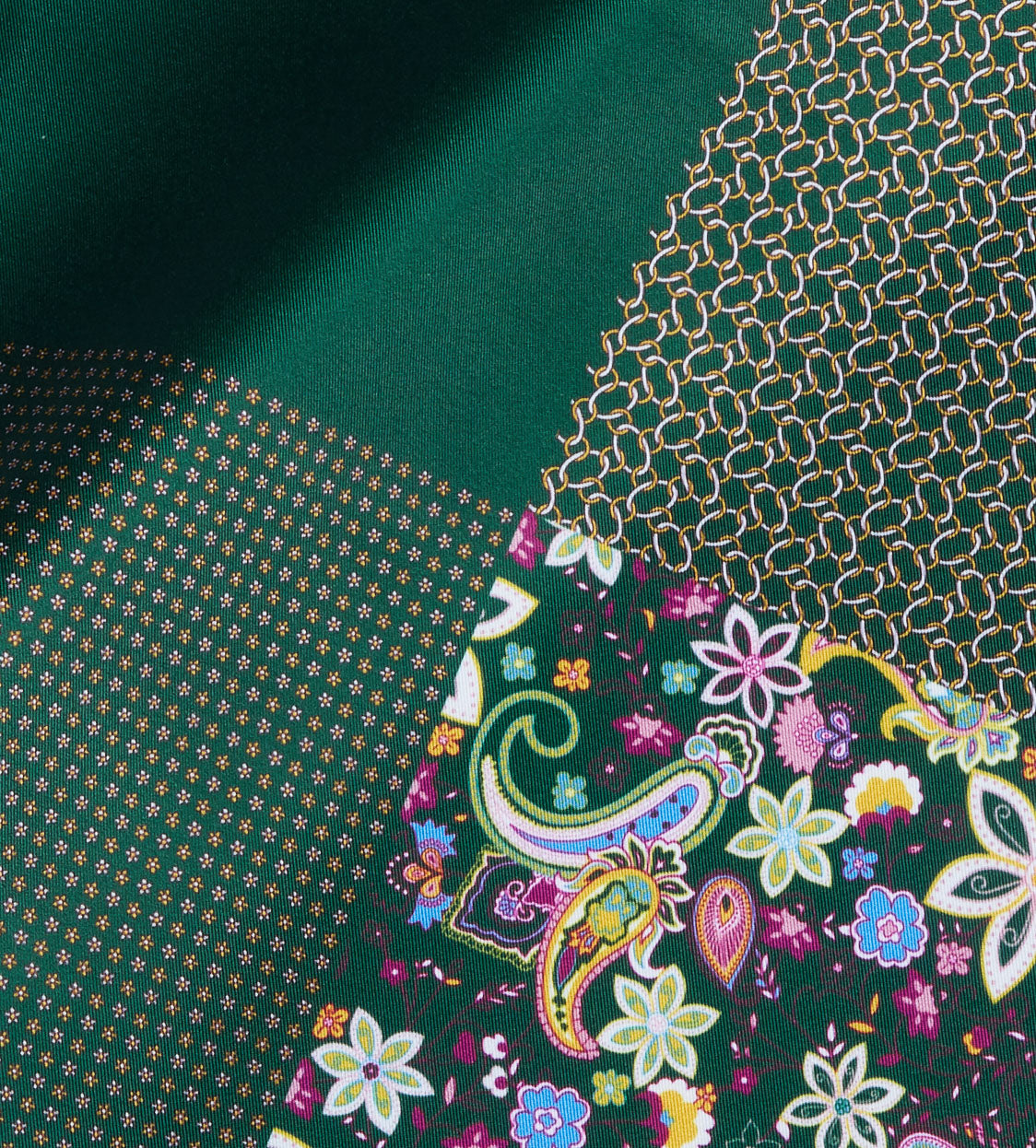 Dark Green Paisley Pocket Square