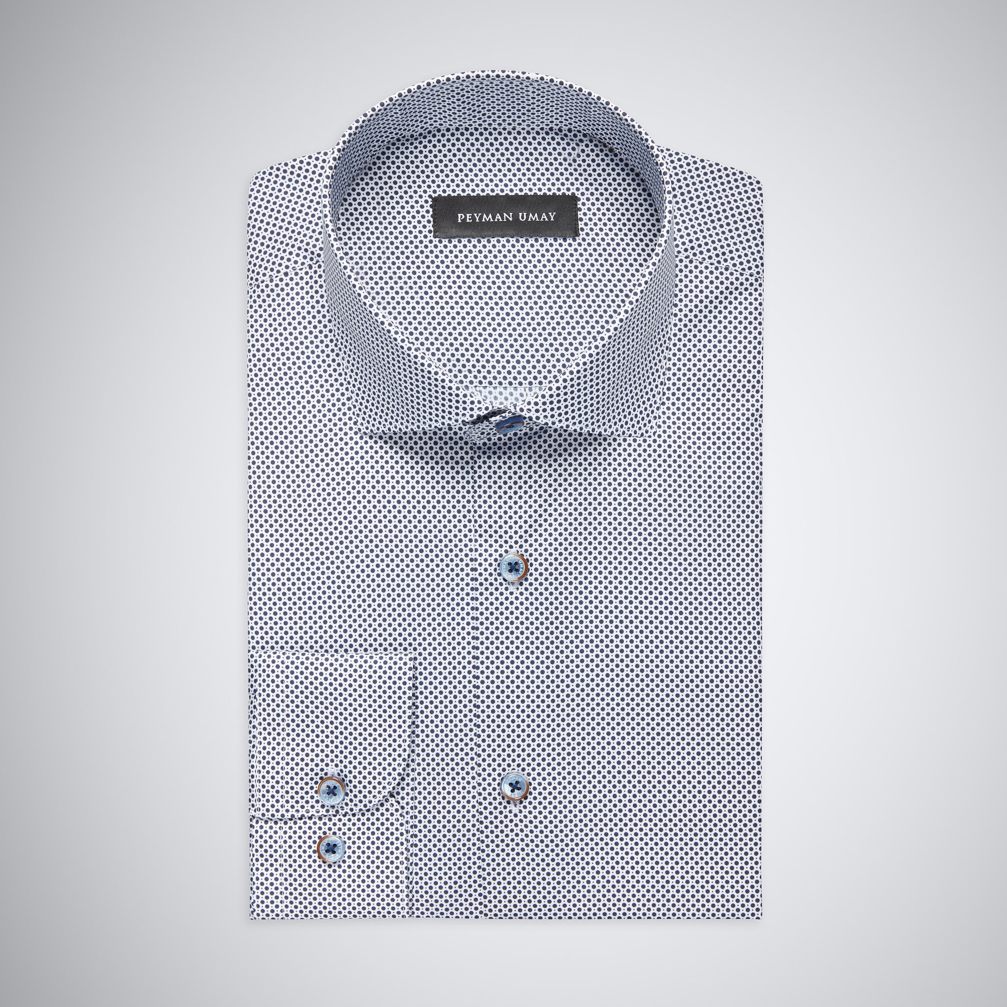 White Navy Polka Dot Cotton Shirt