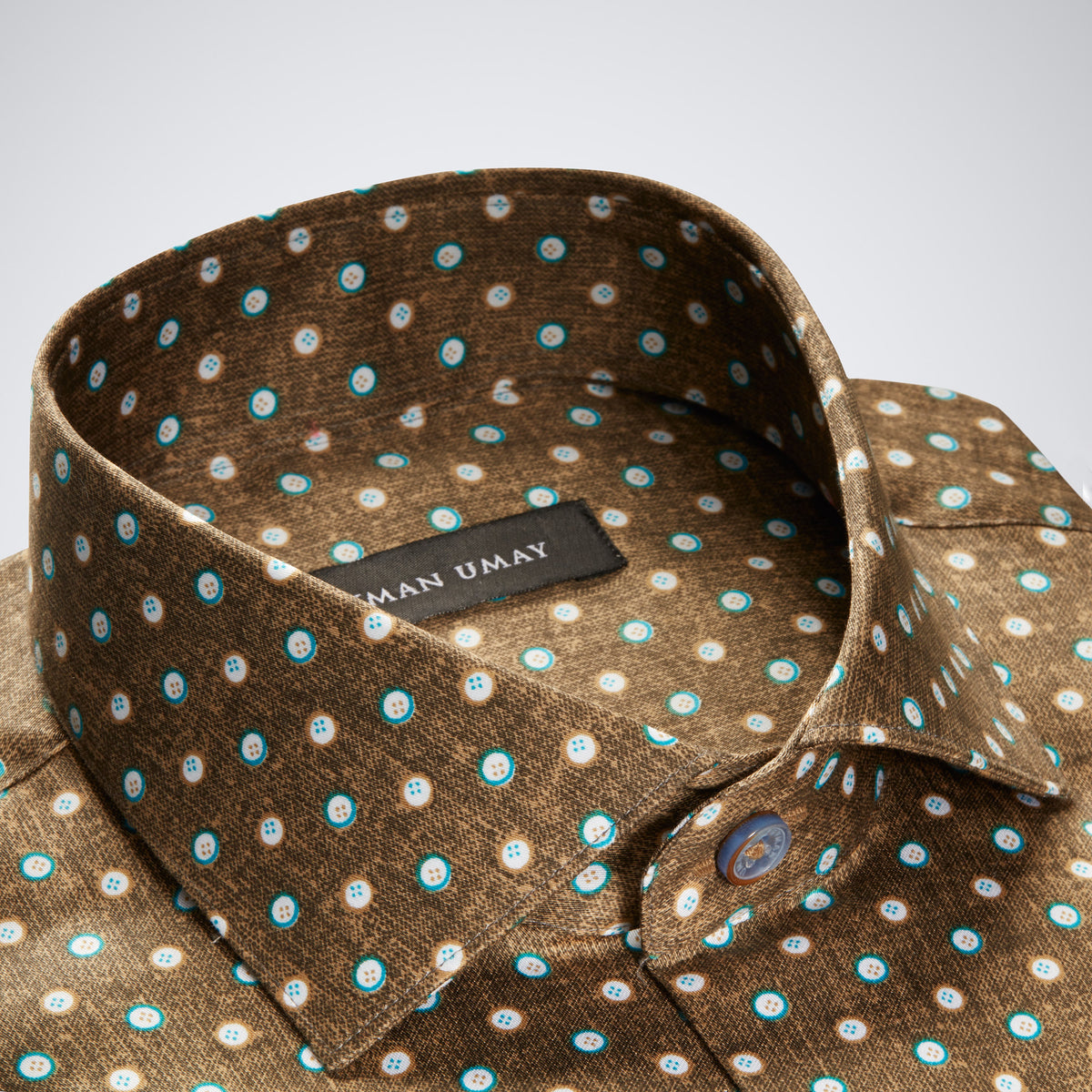 Brown Polka dot Cotton Men's Shirt Peyman Umay Brown Polka dot Cotton Men's Shirt Peyman Umay