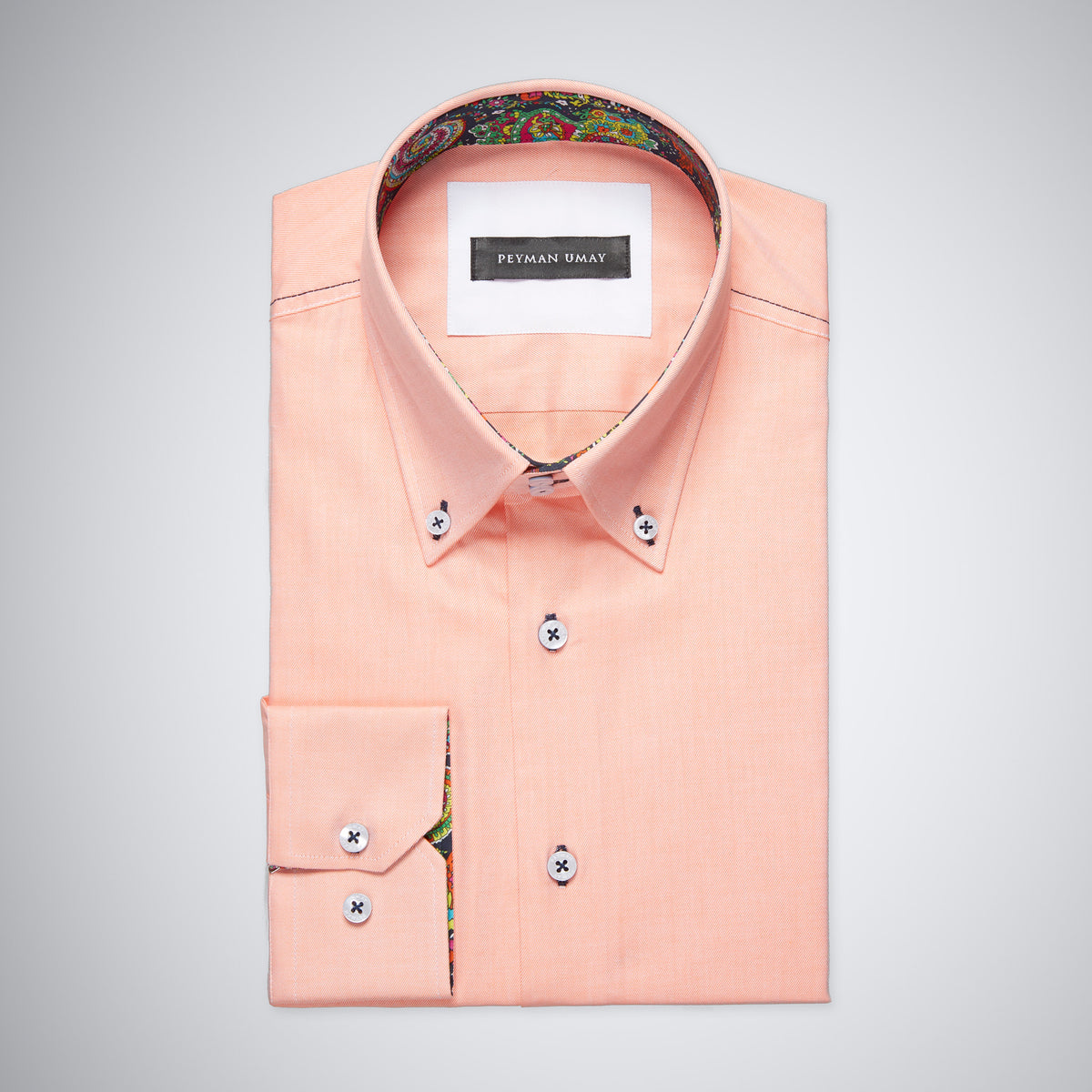 Peach Oxford Button-down Cotton Men's Shirt Peyman Umay Peach Oxford Button-down Cotton Men's Shirt Peyman Umay