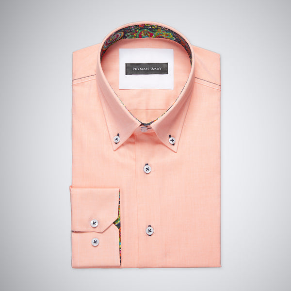 Peach Oxford Button-down Cotton Shirt