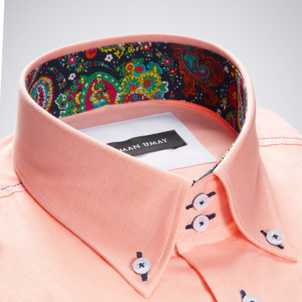 Peach Oxford Button-down Cotton Men's Shirt Peyman Umay Peach Oxford Button-down Cotton Men's Shirt Peyman Umay