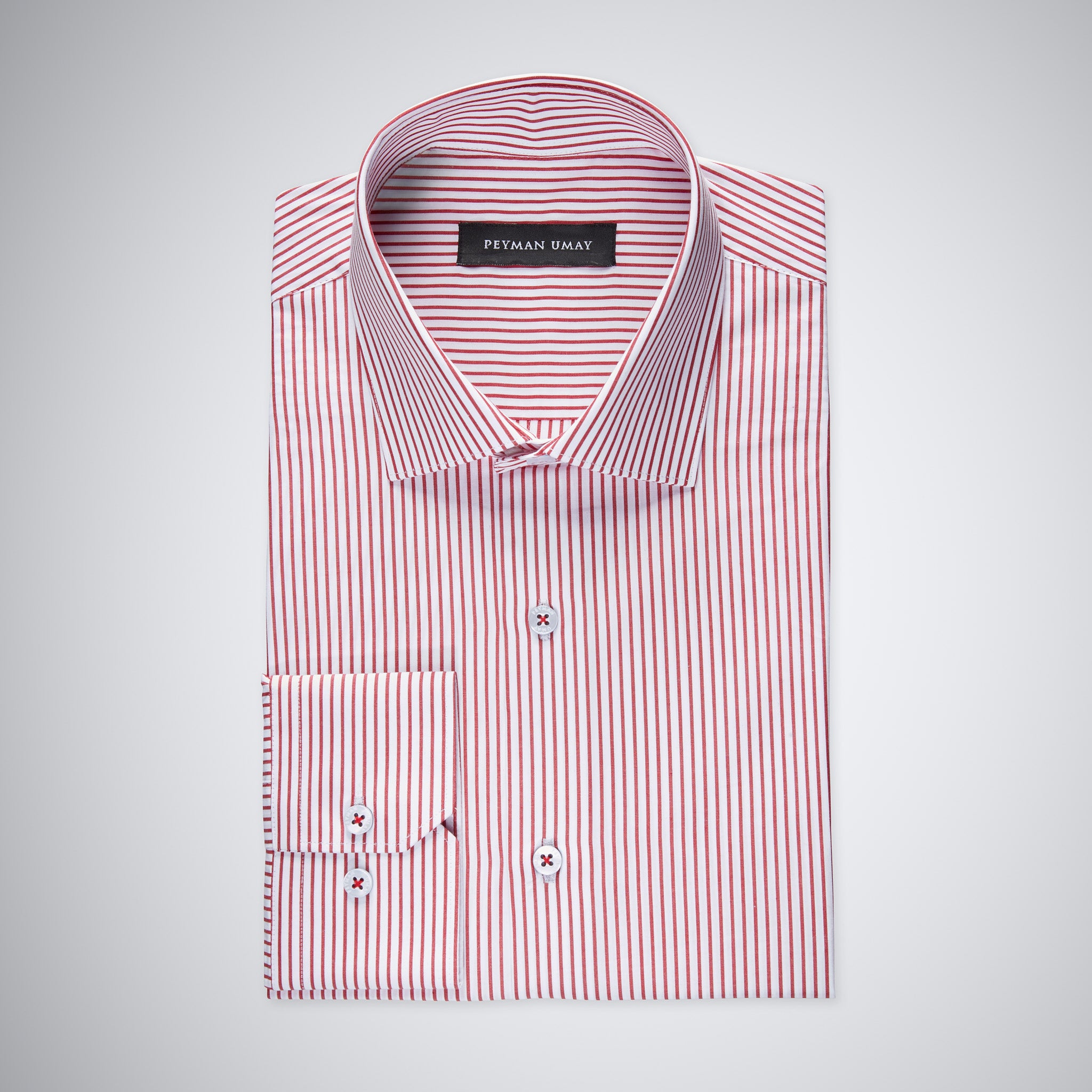 Red Pin Striped Cotton Shirt