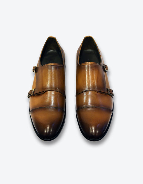 Tobacco Monk Strap Shoes