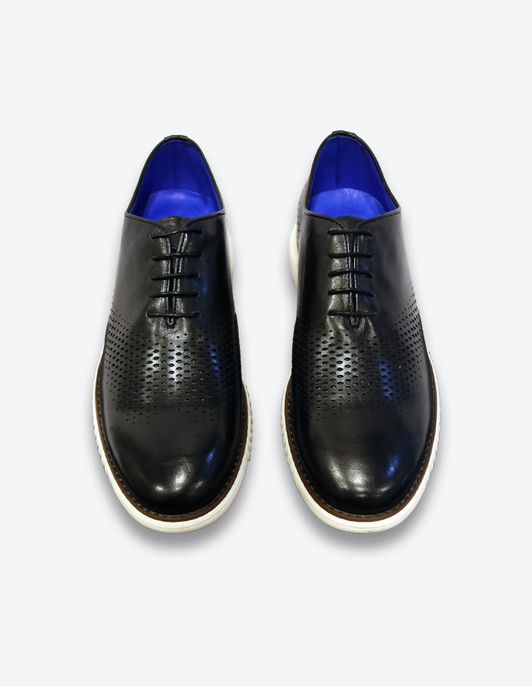 Black Leather Lace Up Sneakers