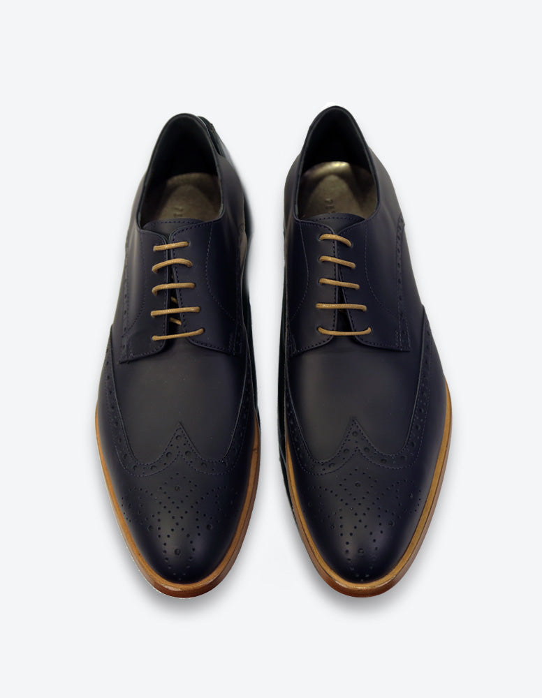 Matte Navy Leather Oxford Shoes