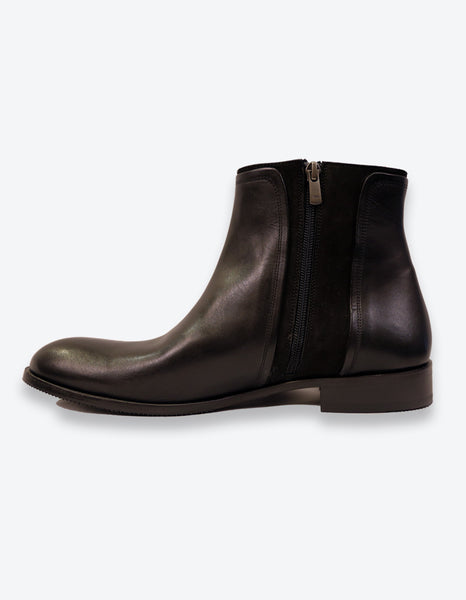 Black Leather-Suede Chelsea Boots