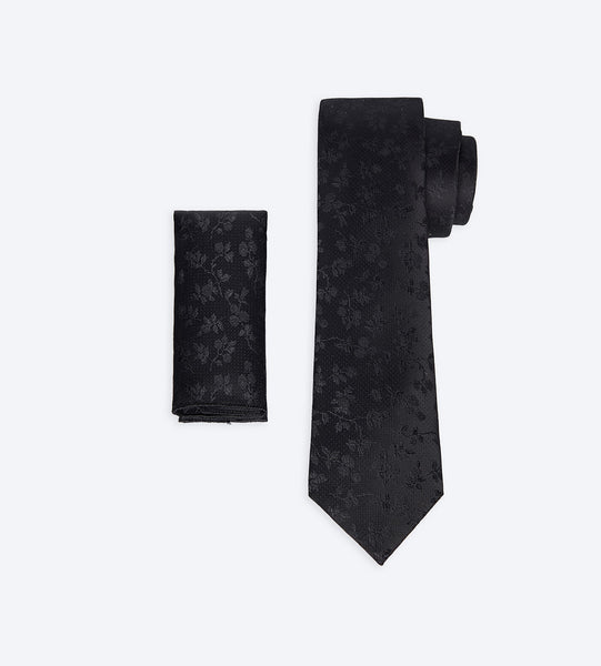 Black Floral Tie