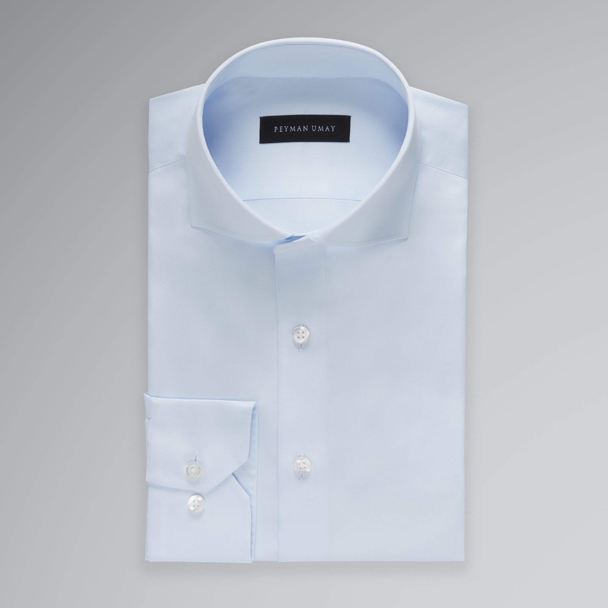 Light Blue Solid Cut-away Cotton Shirt