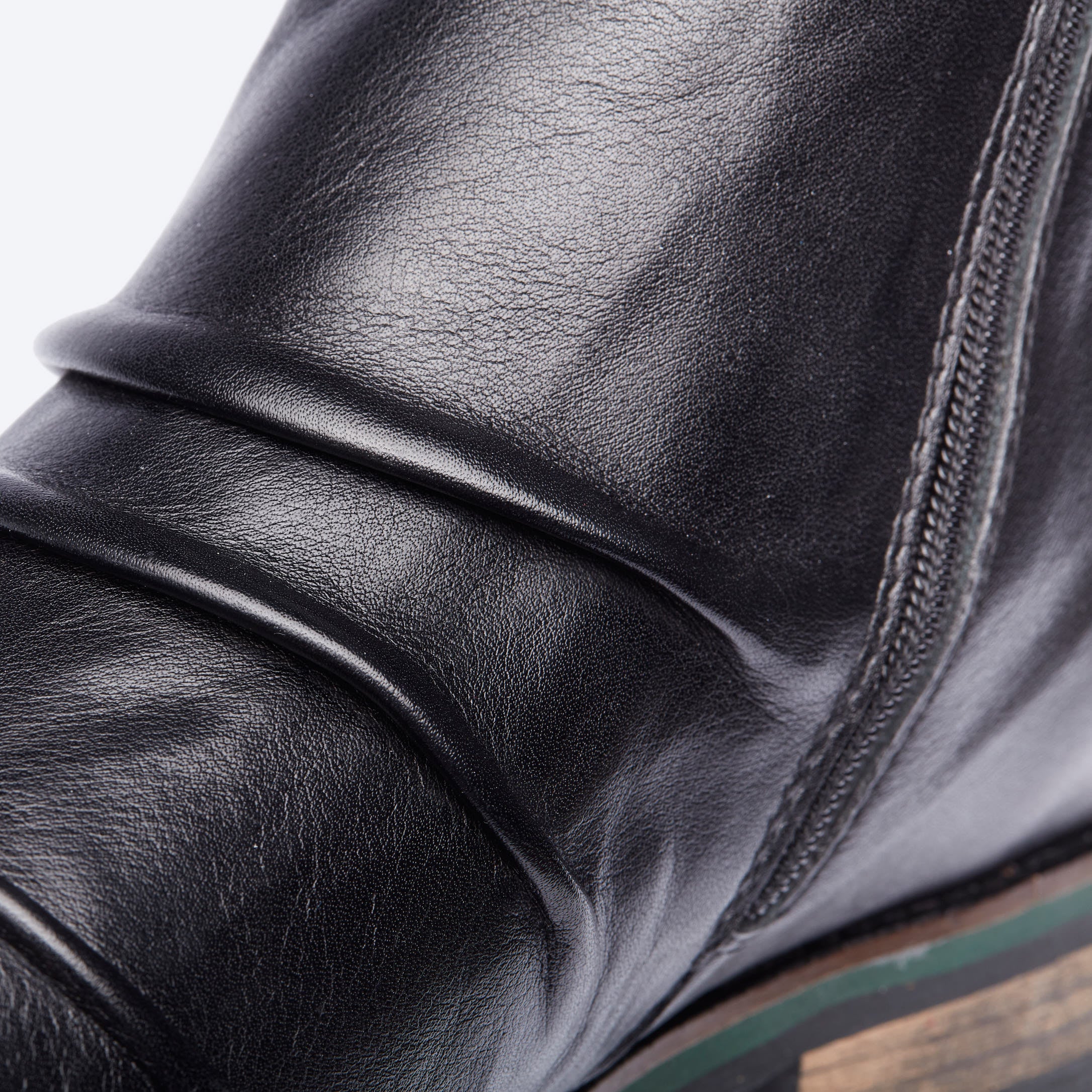 Black Pleated Leather Boots