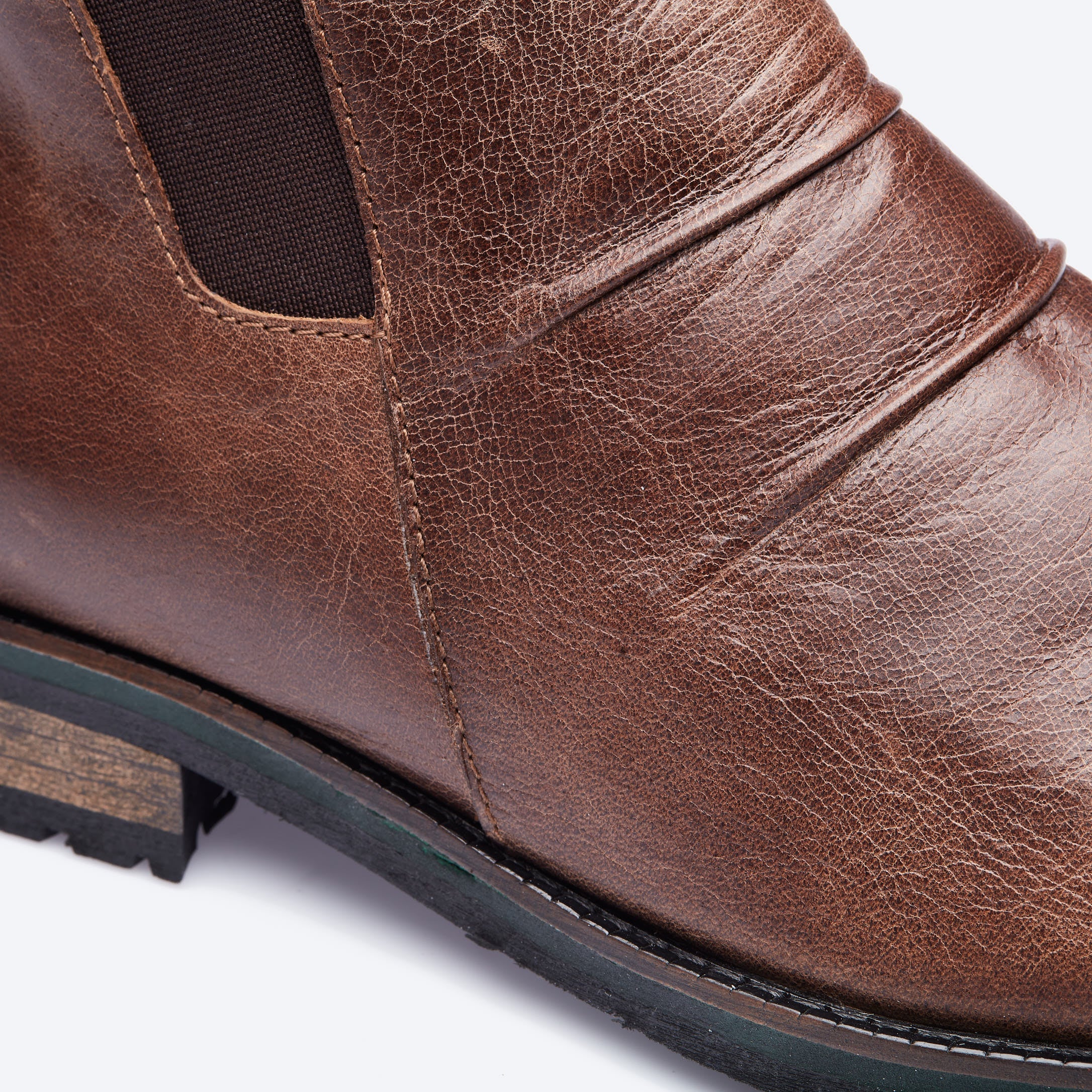 Tobacco Pleated Leather Boots