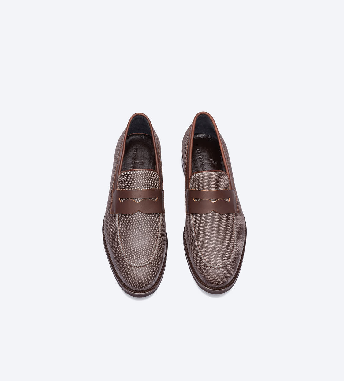 Brown Twill Loafer Shoes