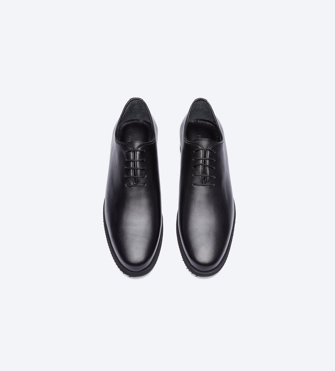 Black Balmoral Plain Toe Shoes For Men