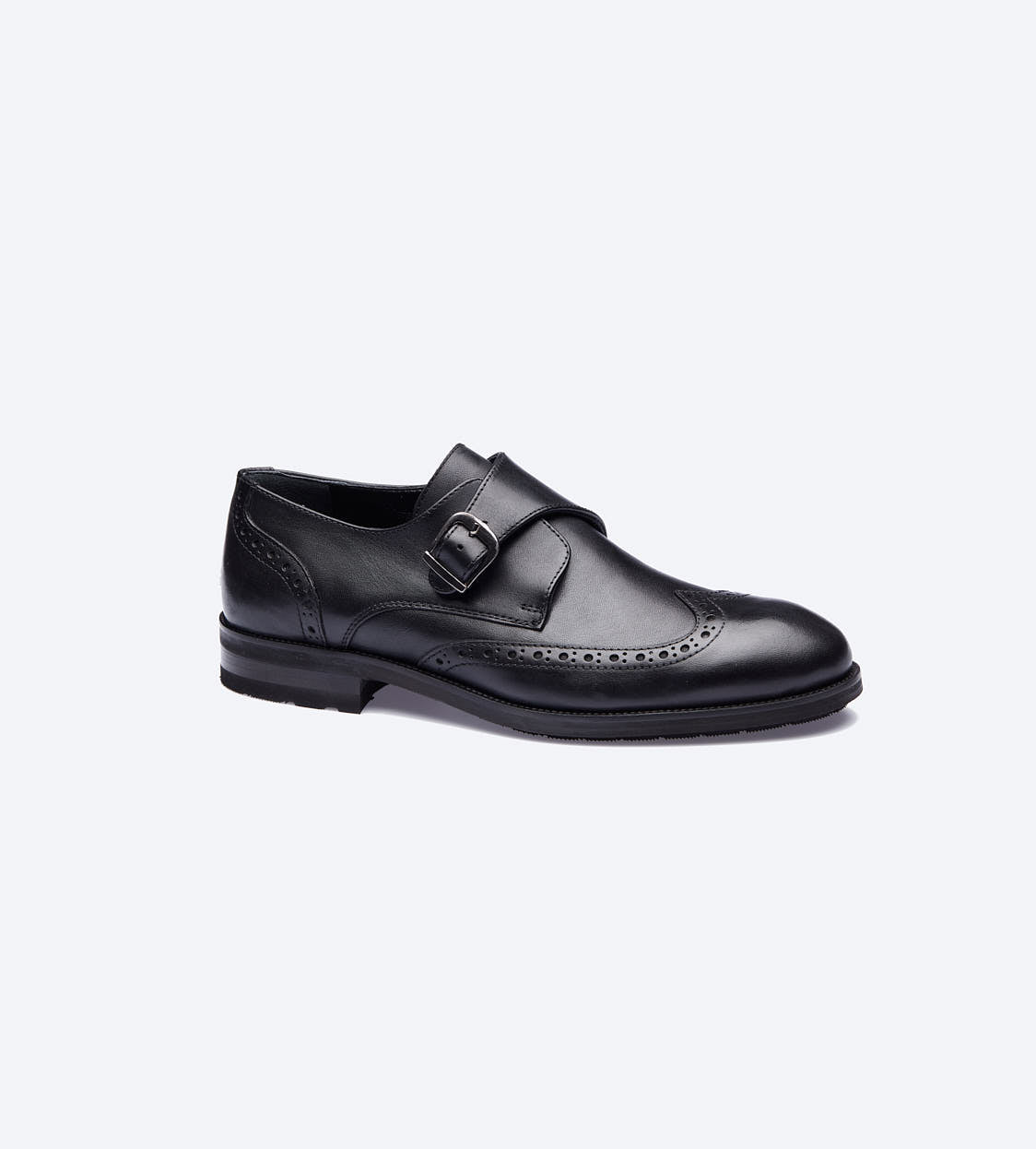 Black Monk Strap Oxford Shoes