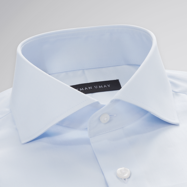 Light Blue Solid Cut-away Cotton Shirt