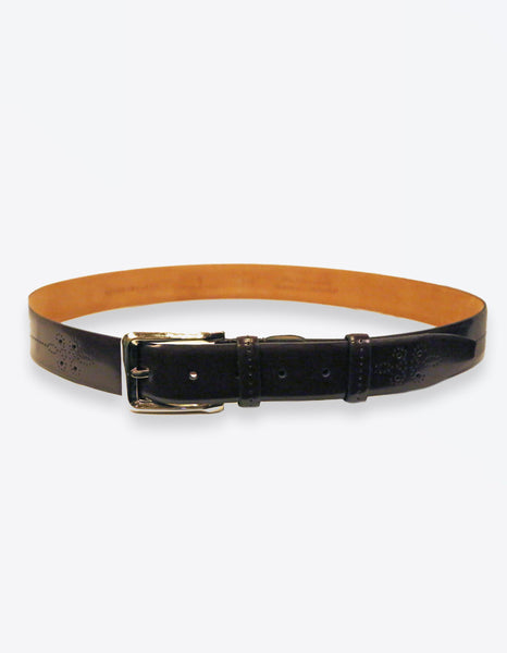 Black Perforated Leather Belt