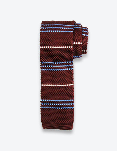 Burgundy Knit Striped Tie