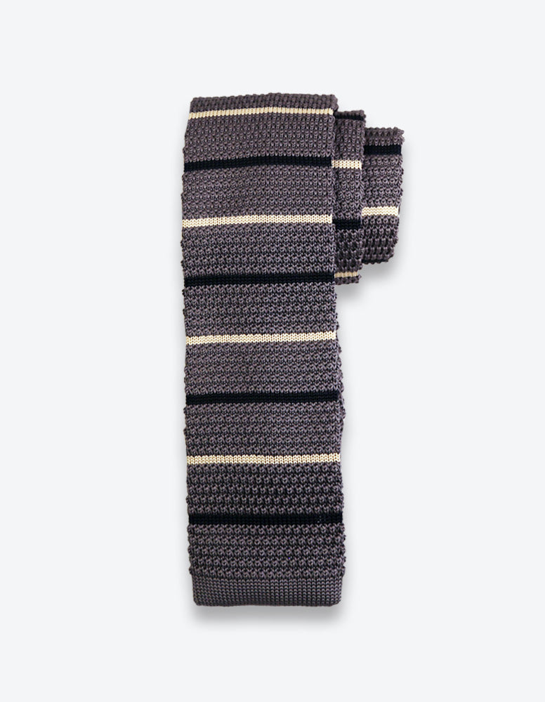 Gray Knit Striped Tie