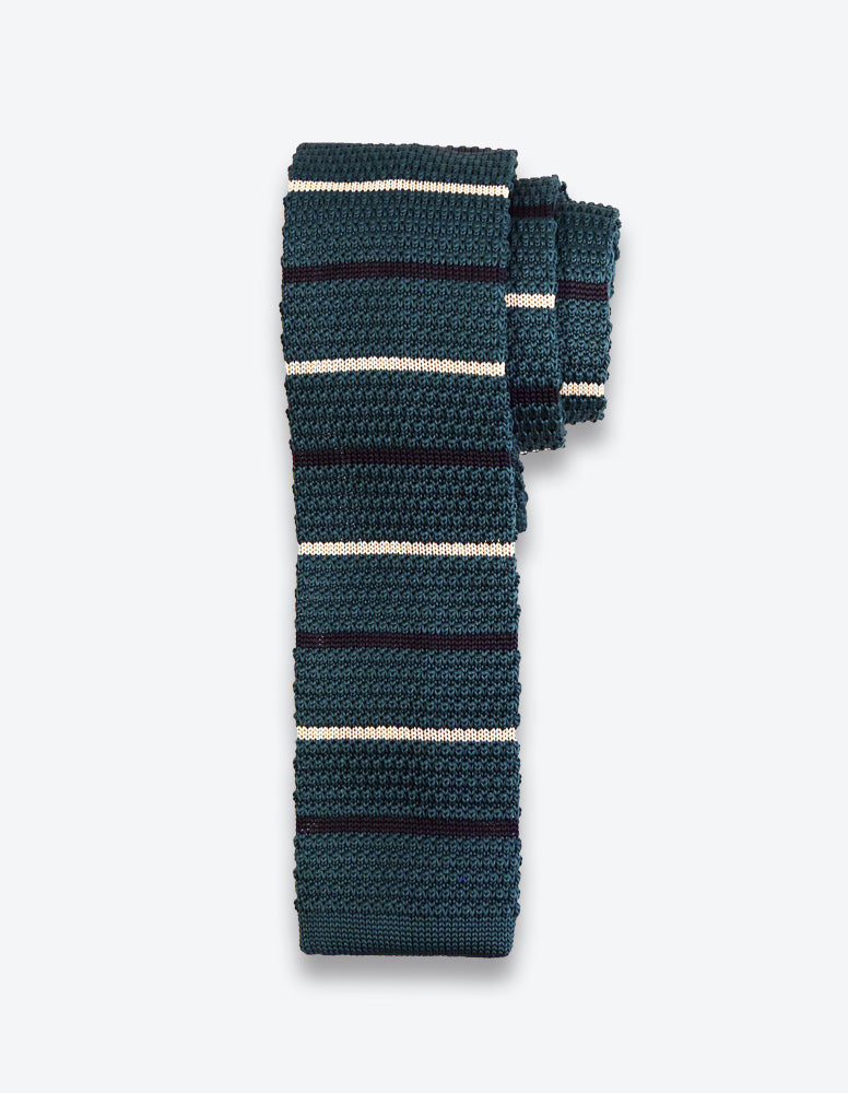 Green Knit Striped Tie