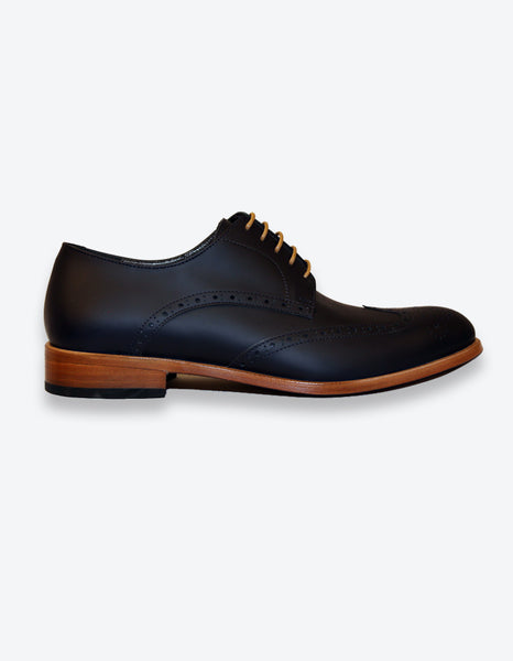 Matte Navy Leather Oxford Shoes