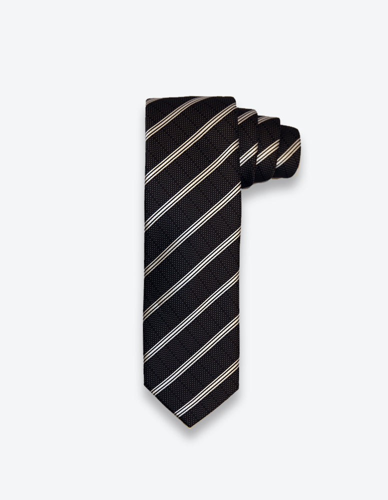 Black-Silver Striped Tie