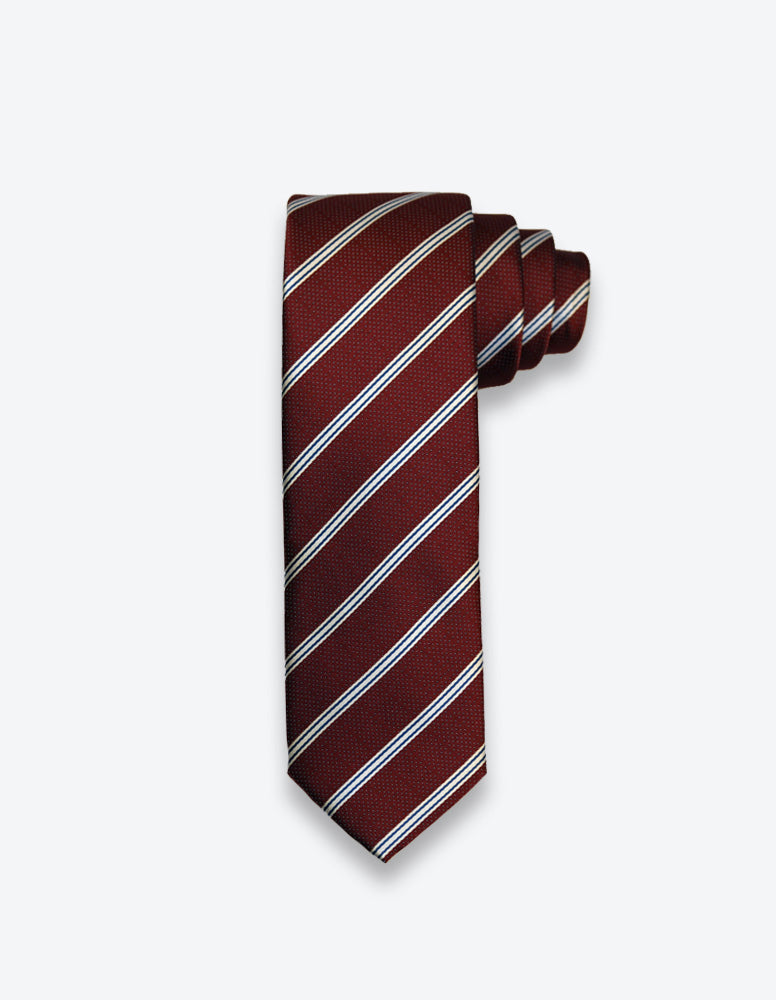 Burgundy-Silver Striped Tie