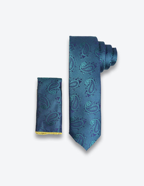 Teal Blue Paisley Tie