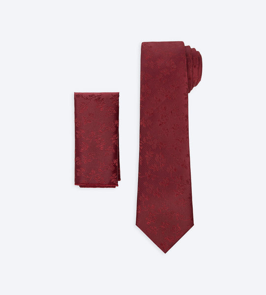 Dark Red Floral Tie