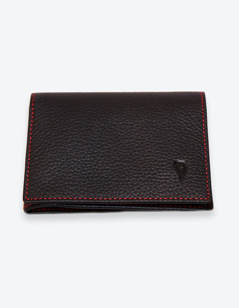 Black Leather Wallet with Red Interior