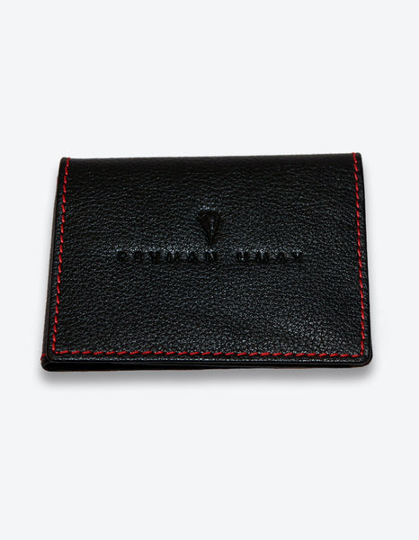 Black Leather Wallet with Red Interior