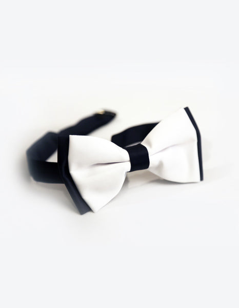 Navy White Bow Tie